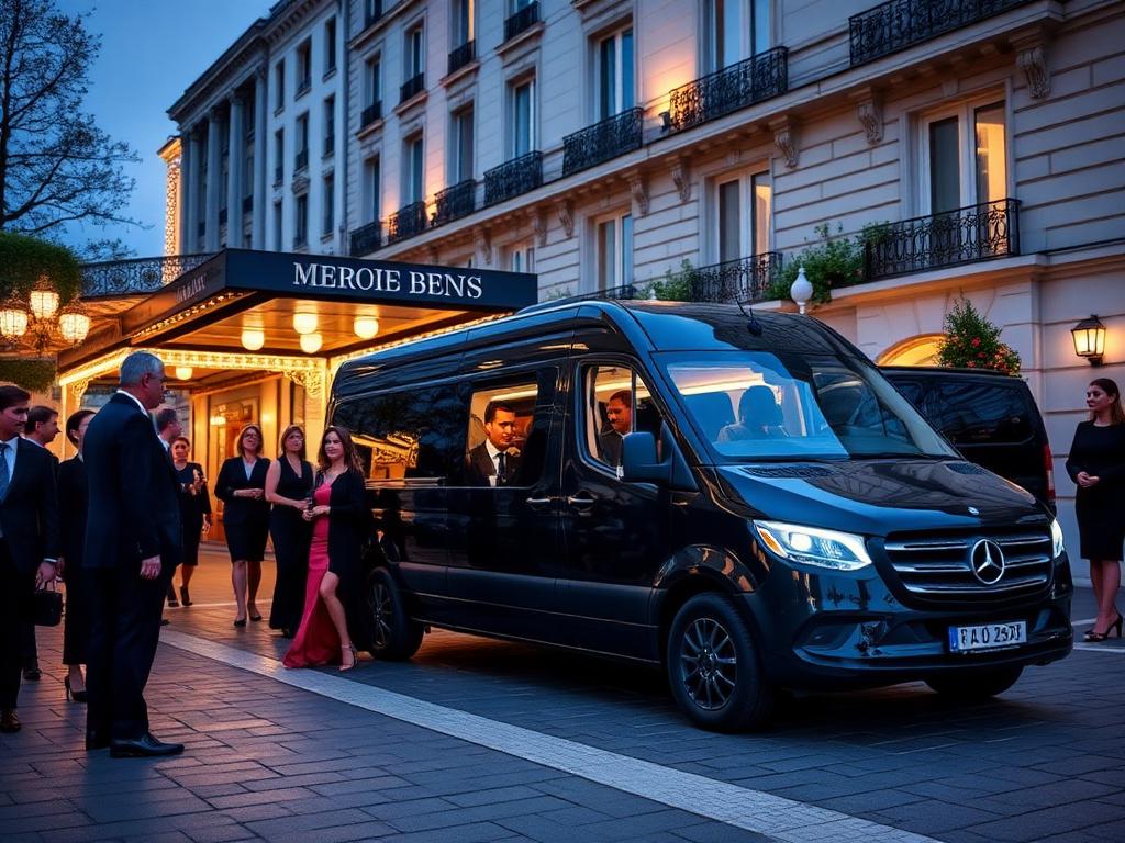 Business travellers arriving at a technology conference in Paris